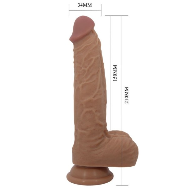 PRETTY LOVE - GODE EN SILICONE JONATHAN 3 VIBRATIONS + 3 MESURES DINSERTION TÉLÉCOMMANDE 21 CM PRETTY LOVE HIGH GRADE