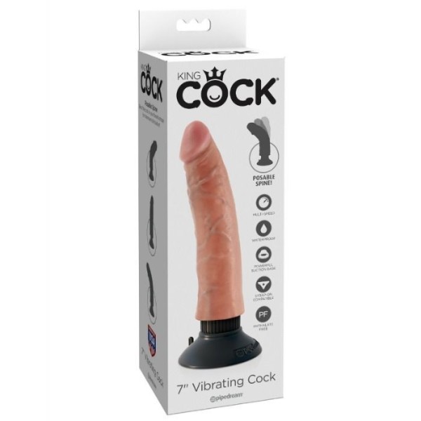 KING COCK - GODE VIBRATEUR 17.78 CM NATUREL KING COCK