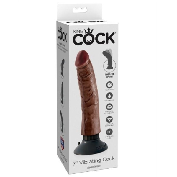 KING COCK - POLLA VIBRADORA MARRÓN 17,78 CM KING COCK