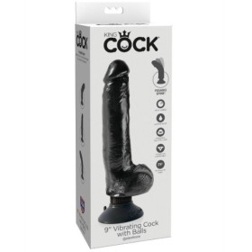 KING COCK - GODE VIBRANT AVEC TESTICULES 23 CM NOIR KING COCK