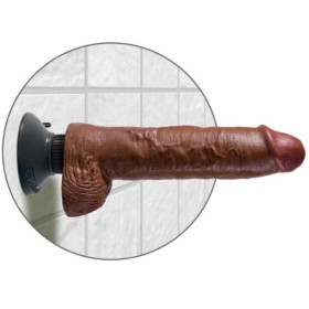 KING COCK - GODE VIBRATEUR AVEC TESTICULES 25.5 CM COULEUR MARRON KING COCK