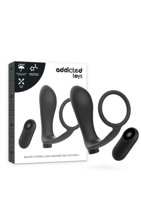 Anneau Pénis avec Plug Anal Noir Rechargeable - Pas Cher | Discrétion Garanties & Qualité Premium - ADDICTED TOYS