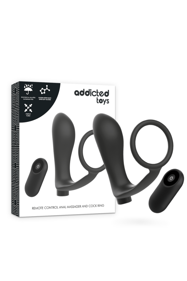 Anneau Pénis avec Plug Anal Noir Rechargeable - Pas Cher | Discrétion Garanties & Qualité Premium - ADDICTED TOYS