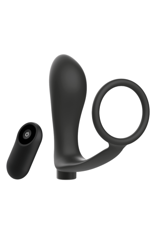 Anneau Pénis avec Plug Anal Noir Rechargeable - Pas Cher | Discrétion Garanties & Qualité Premium - ADDICTED TOYS