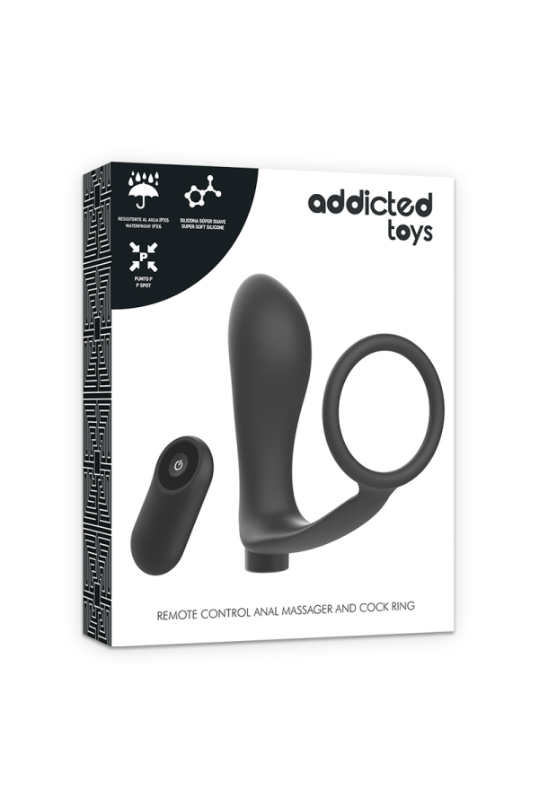 Anneau Pénis avec Plug Anal Noir Rechargeable - Pas Cher | Discrétion Garanties & Qualité Premium - ADDICTED TOYS