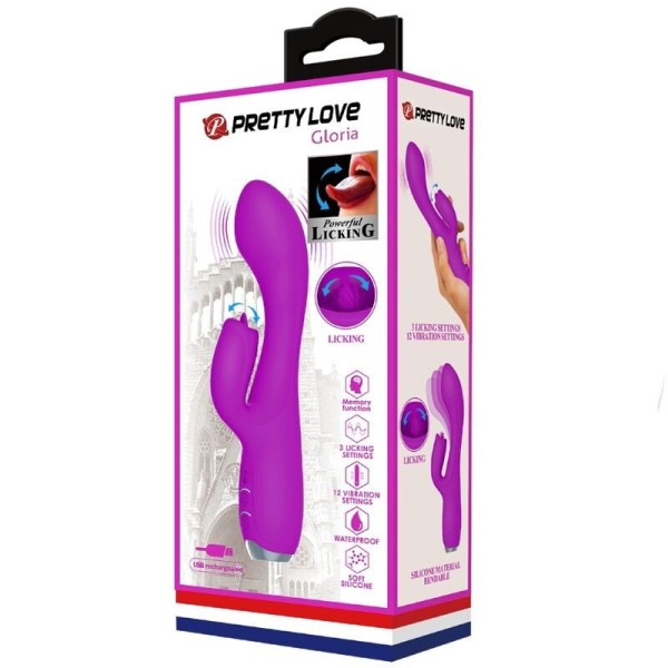 PRETTY LOVE - GLORIA VIBRADOR CONEJO RECARGABLE IMPERMEABLE MORAD