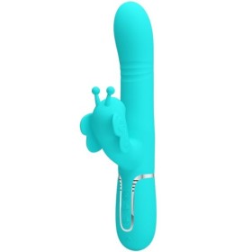 PRETTY LOVE - VIBRATEUR MULTIFONCTION LAPIN 4 EN 1 PAPILLON AQUA VERT PRETTY LOVE FLIRTATION