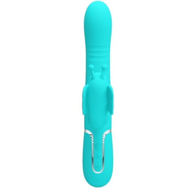 PRETTY LOVE - VIBRATEUR MULTIFONCTION LAPIN 4 EN 1 PAPILLON AQUA VERT PRETTY LOVE FLIRTATION
