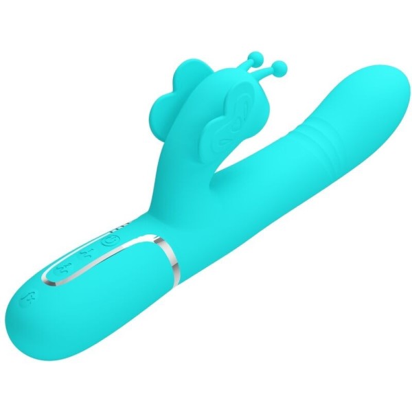 PRETTY LOVE - VIBRATEUR MULTIFONCTION LAPIN 4 EN 1 PAPILLON AQUA VERT PRETTY LOVE FLIRTATION