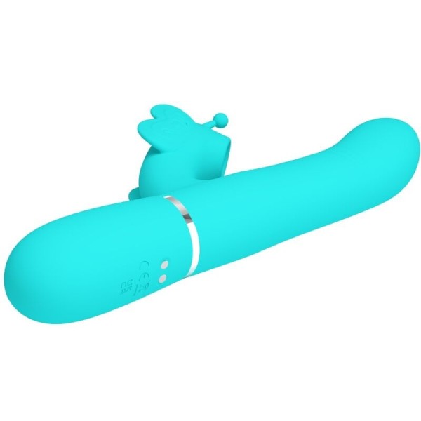 PRETTY LOVE - VIBRATEUR MULTIFONCTION LAPIN 4 EN 1 PAPILLON AQUA VERT PRETTY LOVE FLIRTATION