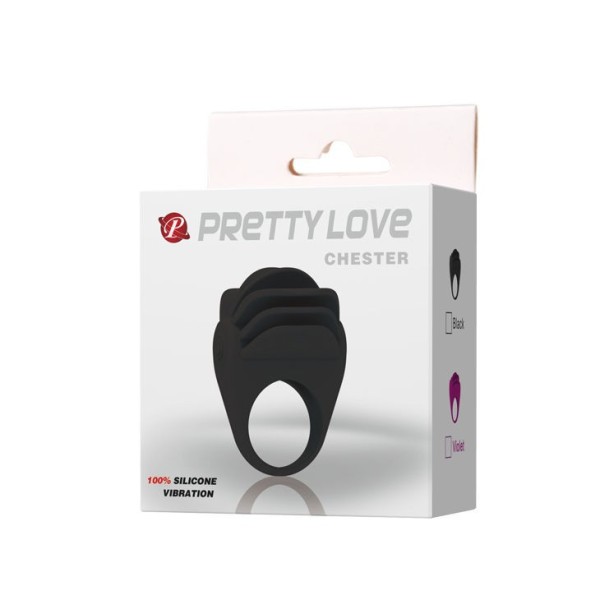PRETTY LOVE - ANNEAU VIBRATEUR NOIR CHESTER PRETTY LOVE MALE