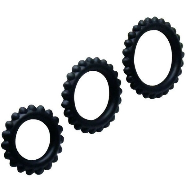 BAILE - TITAN SET 3 PCS COCK RING NOIR 2.8 + 2.4 + 1.9 CM BAILE FOR HIM
