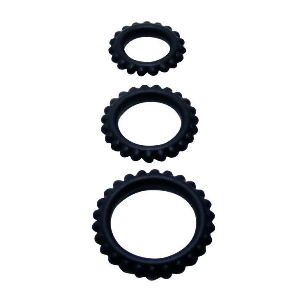 BAILE - TITAN SET 3 PCS COCK RING NOIR 2.8 + 2.4 + 1.9 CM BAILE FOR HIM