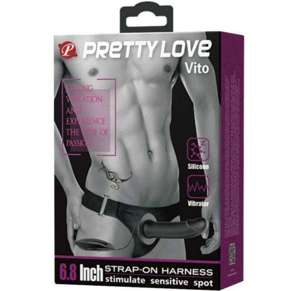 PRETTY LOVE - VITO STRAP ON AVEC GODE CREUX ET VIBRATION 17.3 CM PRETTY LOVE MALE