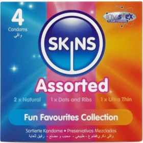 SKINS - PAQUETE DE 4 SKINS DE CONDONES PREMIUM SURTIDOS