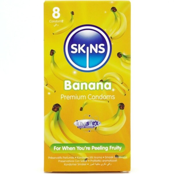 SKINS - PACK DE 8 PRÉSERVATIFS BANANE PREMIUM SKINS - Saveurs
