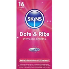 SKINS - PACK DE 16 PREMIUM DOTS & RIBS SKINS PRESERVATIVOS