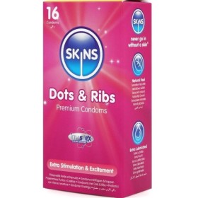 SKINS - PAQUETE DE 16 CONDONES PREMIUM DOTS & RIBS SKINS
