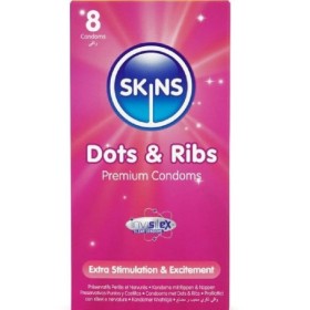 SKINS - PACK DE 8 PRÉSERVATIFS PREMIUM DOTS & RIBS SKINS