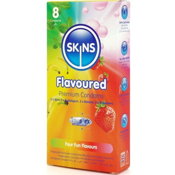 SKINS - PACK DE 8 CONDONES PREMIUM MULTISABOR SKINS - Sabores