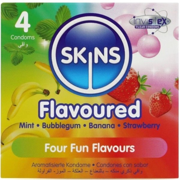 SKINS - PACK DE 4 PRÉSERVATIFS PREMIUM MULTI-SAVEURS SKINS - Saveurs