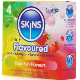 SKINS - PACK DE 4 PRÉSERVATIFS PREMIUM MULTI-SAVEURS SKINS - Saveurs