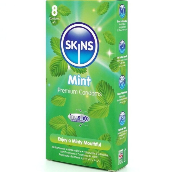 SKINS - PACK DE 8 PRÉSERVATIFS PREMIUM MENTHE SKINS - Saveurs