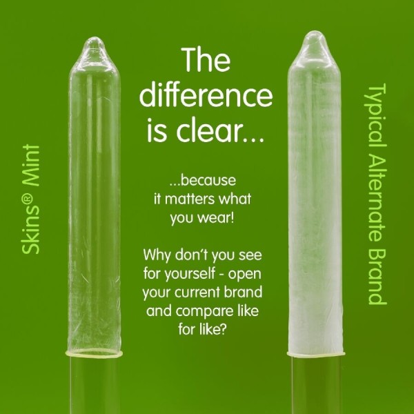 SKINS - PACK DE 8 CONDONES PREMIUM MENTA SKINS - Sabores