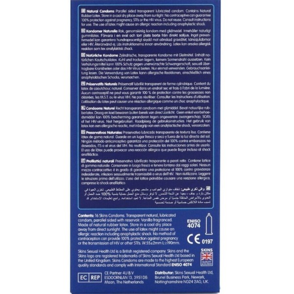 SKINS - PACK DE 16 PRÉSERVATIFS NATURELS PREMIUM SKINS