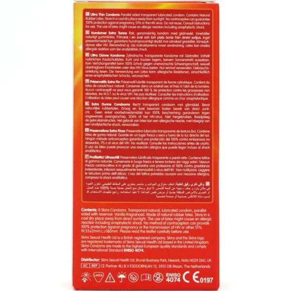 SKINS - PACOTE DE 8 PRESERVATIVOS ULTRA FINOS PREMIUM SKINS - Sensível