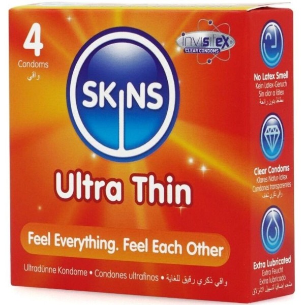 SKINS - PACK DE 4 CONDONES ULTRA FINOS PREMIUM SKINS - Sensible