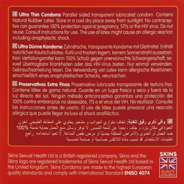 SKINS - PACK DE 4 PRÉSERVATIFS ULTRA FINS PREMIUM SKINS - Sensible