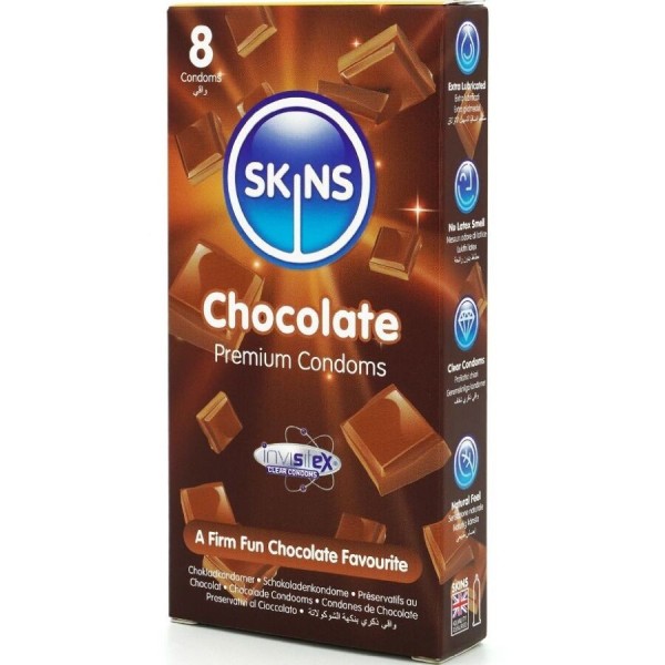 SKINS - PACK DE 8 CONDONES PREMIUM DE CHOCOLATE SKINS - Sabores