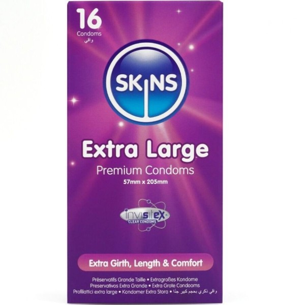 SKINS - PACK DE 16 PRÉSERVATIFS EXTRA LARGES PREMIUM SKINS