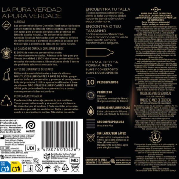 DUREX - CONNEXION TOTALE XL ULTRA FINE PLUS SANS LATEX 10 UNITÉS DUREX CONDOMS