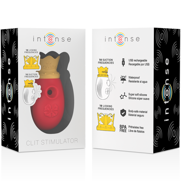 INTENSE - STIMULATEUR CLITORIS 10 MODES D'ONDES DE STIMULATION ET DE LÉCHAGE - ROUGE INTENSE FUN