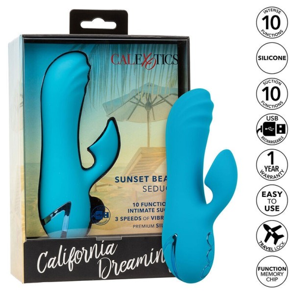 CALEXOTICS - SUNSET BEACH SEDUCER VIBRATEUR & STIMULATEUR 10 FONCTIONS BLEU CALEXOTICS