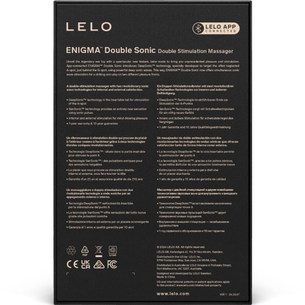 LELO - ENIGMA DOUBLE VIBRATEUR SONIC POINT G NOIR LELO