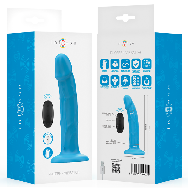 INTENSE - PHOEBE VIBRATEUR RÉALISTE 10 VIBRATIONS TÉLÉCOMMANDE BLEU INTENSE FUN