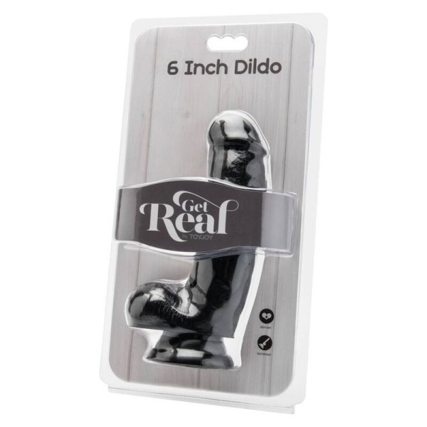 GET REAL - DILDO DE 12 CM COM BOLAS PRETAS GET REAL - Pênis realistas