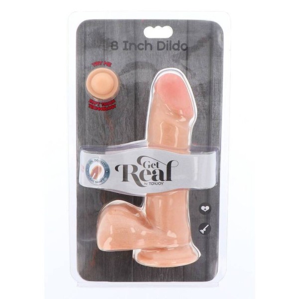 GET REAL - DILDO DOBLE DENSIDAD 18 CM BOLAS DE PIEL GET REAL
