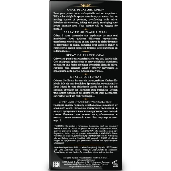 SHUNGA - WAVES PLEASURE SPRAY ORAL SEDUCTIVE FRAISE 20 ML SHUNGA APHRODISIACS
