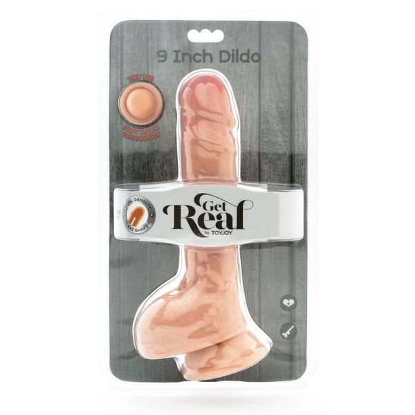 GET REAL - DILDO DOBLE DENSIDAD 25,5 CM BOLAS DE PIEL GET REAL