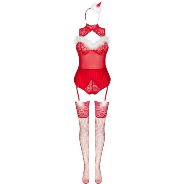 LIVCO CORSETTI FASHION - LIMPID SNOWFLAKES LC 90604 BODY + BAS + BANDEAU DE NOËL S/M LIVCO CORSETTI SETS
