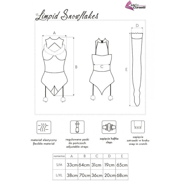 LIVCO CORSETTI FASHION - LIMPID SNOWFLAKES LC 90604 BODY + BAS + BANDEAU DE NOËL S/M LIVCO CORSETTI SETS