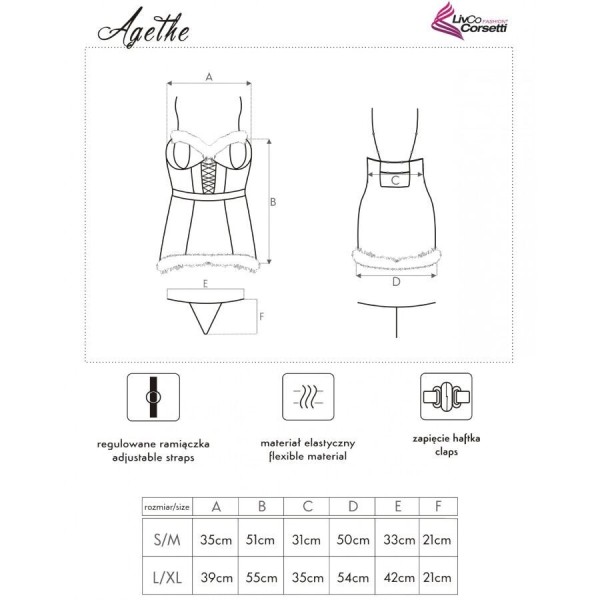 LIVCO CORSETTI FASHION - AGETHE LC 90607 CHEMISE + STRING + BONNET DE NOËL L/XL LIVCO CORSETTI SETS