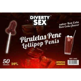 DIABLO GOLOSO - 50 SUCETTES PÉNIS SAVEUR RON COLA 10% ALCOOL DIABLO GOLOSO