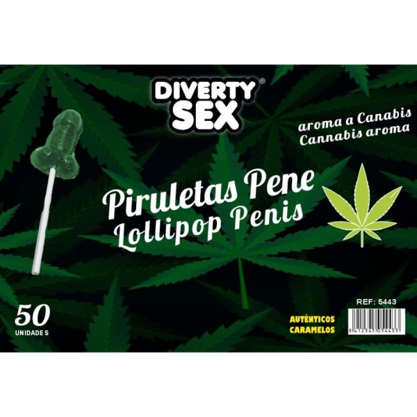 DIABLO GOLOSO - 50 SUCETTES PÉNIS ARÔME CANNABIS DIABLO GOLOSO