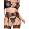 LEG AVENUE - 89359 ENSEMBLE HAUT + STRING + PORTE-JARRETELLES NOIR - TAILLE UNIQUE LEG AVENUE SETS