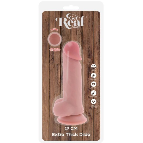 GET REAL - PÉNIS RÉALISTE DE LUXE AVEC TESTICULES EXTRA ÉPAIS DE 17 CM GET REAL